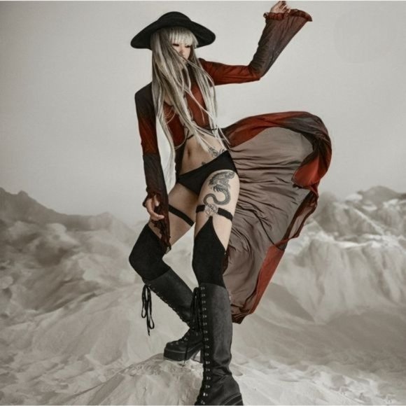 🆕️🆑️ LAST PAIR | Killstar Fiendish Stockings | Black Silver Hardware - Picture 4 of 8